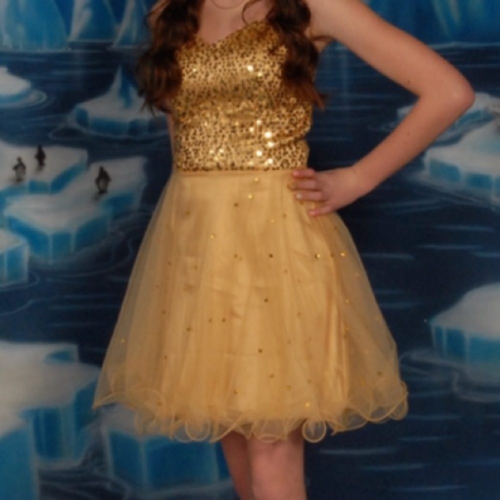 Short Gold Homecoming Dress